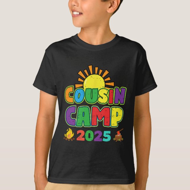 T-shirt Cousin Camp 2025 Vacances en famille Camping été C (Devant)