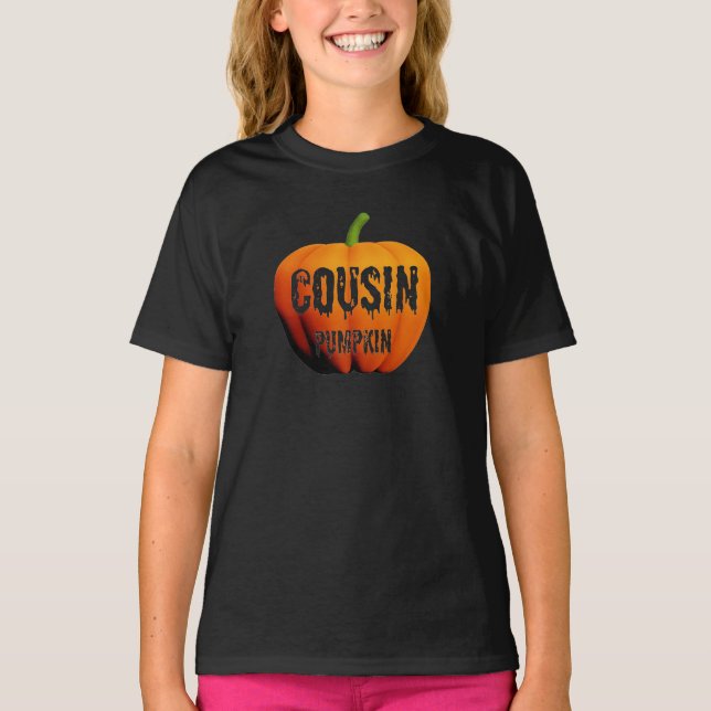 T-shirt Cousin Citrouille Halloween Design (Devant)