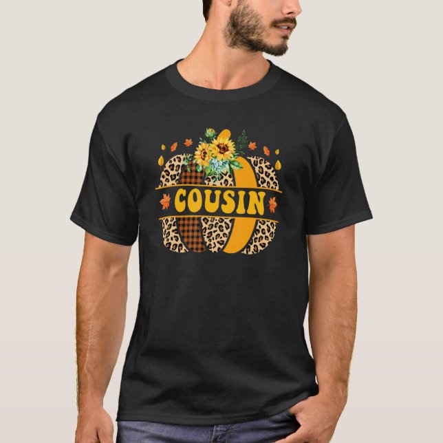 T-shirt Cousin Citrouille léopard tournesol automne Thanks (Devant)