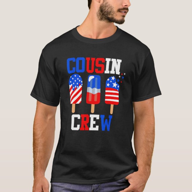 T-shirt Cousin Crew 4th of July  Popsicle Us Flag Patrioti (Devant)