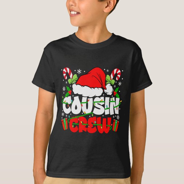 T-shirt Cousin Crew Christmas Santa Hat Lights Xmas Men Bo (Devant)