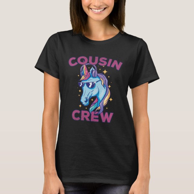 T-shirt Cousin Crew Cool Hipster Unicorn Sunglasses and He (Devant)