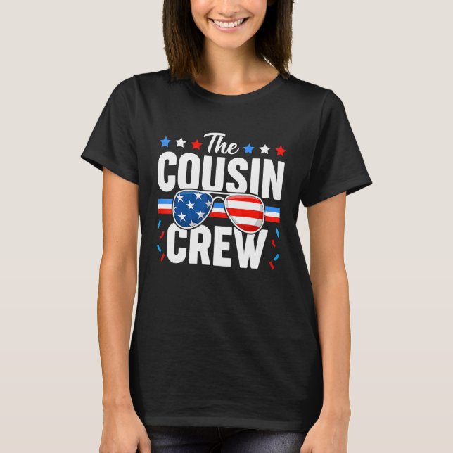 T-shirt Cousin Crew Patriotique 4 juillet Américain Usa Fl (Devant)