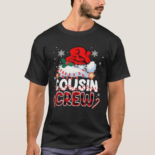 T-shirt Cousin Crew Père Noël Red Plaid Noël drôle (Devant)