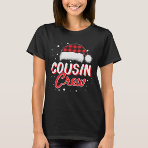T-shirt Cousin Crew Red Plaid Santa Hat Noël