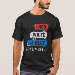 T-shirt Cousin Crew Rouge Blanc Et Bleu Correspondance Fam