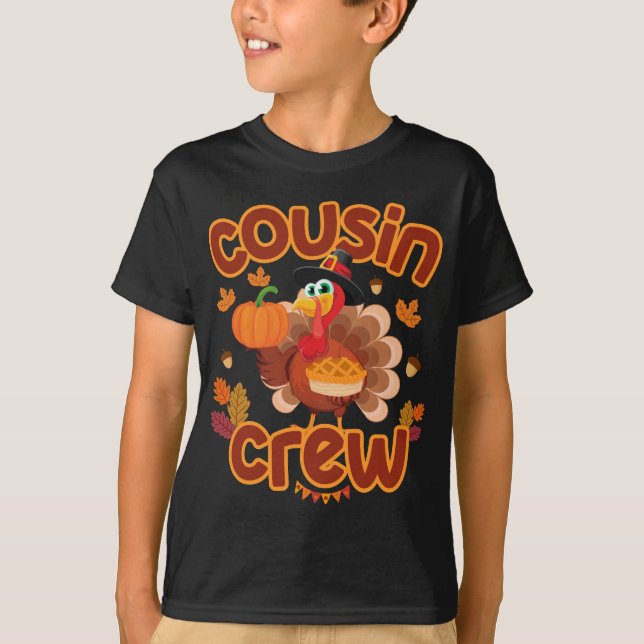 T-shirt Cousin Crew Thanksgiving Turquie Citrouille Réunio (Devant)