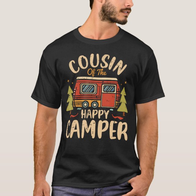 T-shirt Cousin De Happy Camper 1Er Anniversaire Retro Co (Devant)