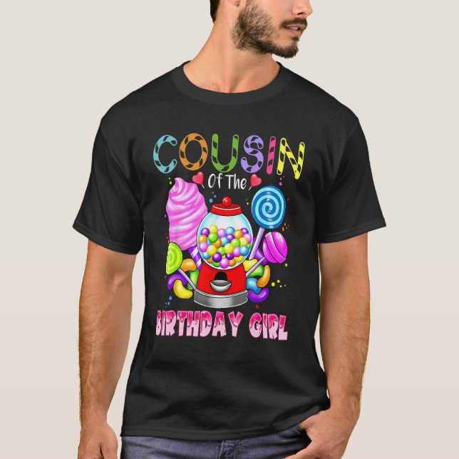 T-shirt Cousin De La Fille Anniversaire Candyland Candy Bi (Devant)