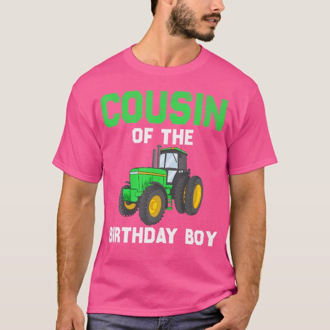T-shirt Cousin De L'Anniversaire Boy Farm Tractor Party (Devant)