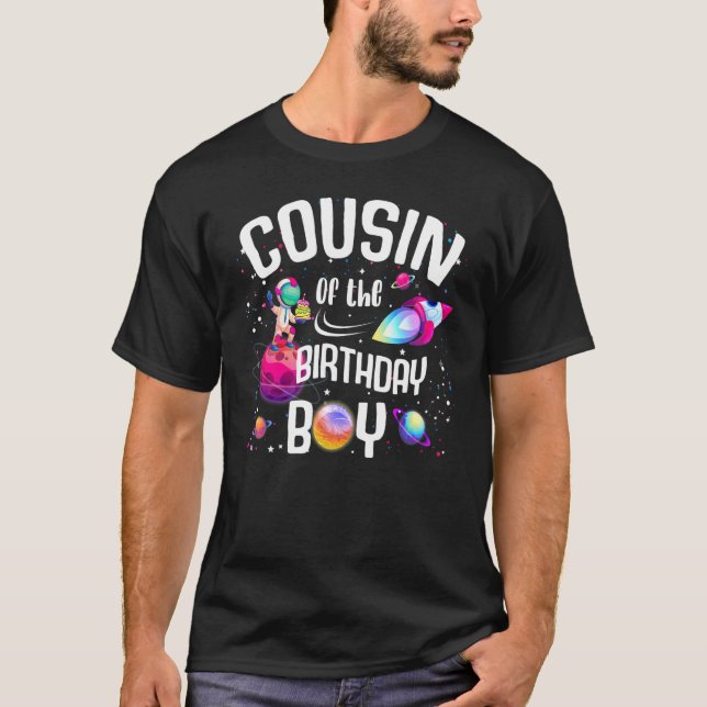 T-shirt Cousin De L'Anniversaire Garçon Astronaut Famille  (Devant)