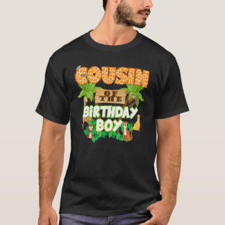 T-shirt Cousin De L'Anniversaire Garçon Jungle Animaux Saf