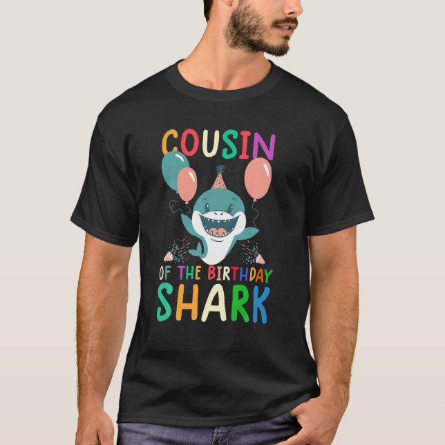 T-shirt Cousin De L'Anniversaire Requin Anniversaire Match (Devant)