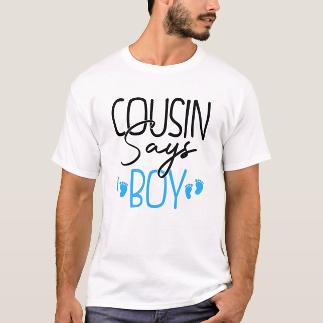 T-shirt Cousin dit garçon drôle genre révéler (Devant)