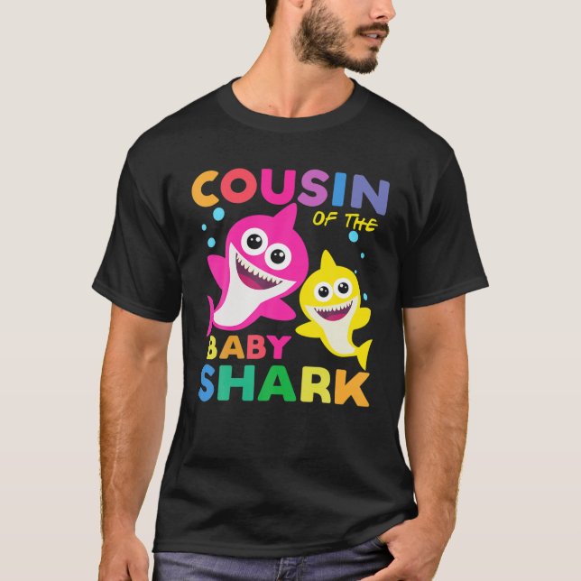 T-shirt Cousin Du Bébé Requin Anniversaire Anniversaire Co (Devant)