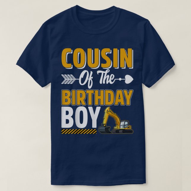 T-shirt Cousin du camion de construction du garçon d'anniv (Design devant)