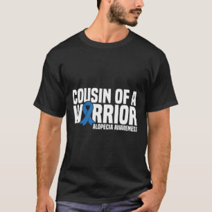 T-shirt Cousin d'un guerrier Bleu Ruban Alopécie Sensibili