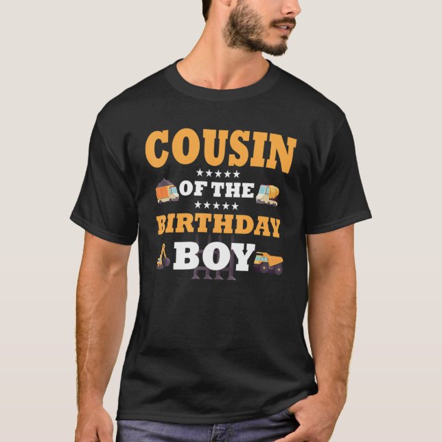 T-shirt Cousin of The Birthday Boy Construction Worker B-D (Devant)