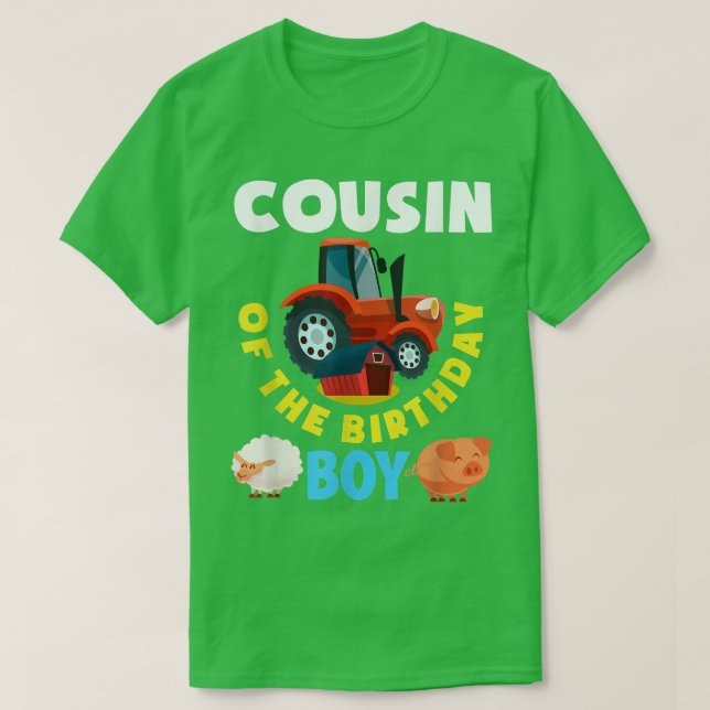 T-shirt Cousin Of The Birthday Boy Farm Tractor Farmer Bir (Design devant)