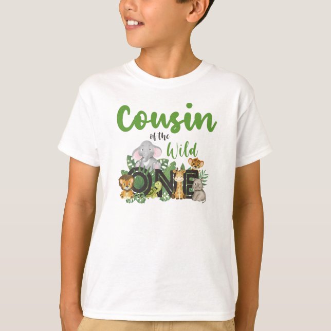 T-shirt Cousin of the Wild One Jungle Safari Zoo Animaux (Devant)