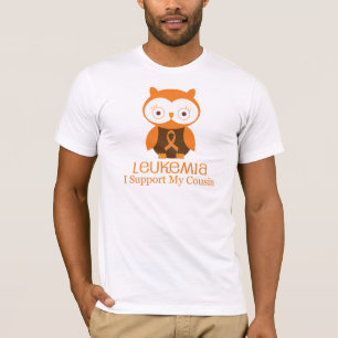 T-shirt Cousin orange de hibou de ruban de leucémie