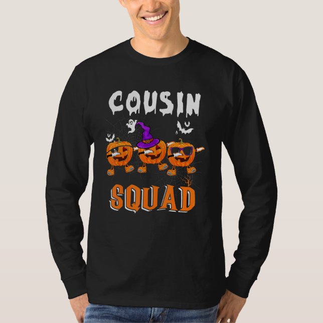 T-shirt Cousin Squad Halloween Three Dabbing Scary Pumpkin (Devant)