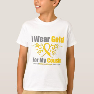 T-shirt Cousin tribal de ruban d'or de CANCER d'ENFANCE