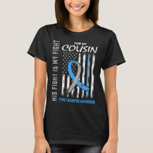 T-shirt Cousin Type Un Diabète Sensibilisation Ruban USA D