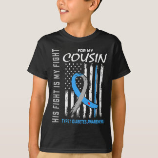 T-shirt Cousin Type Un Diabète Sensibilisation Ruban USA D