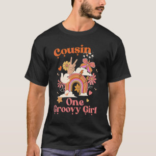 T-shirt Cousin Une Fille Groovy Bohème Hippie Rétro Arc-en