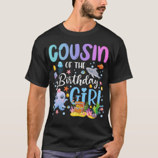 T-shirt Cousine de la fille qui fête son anniversaire Pois