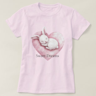 T-shirt Coussin de cœur de lapin rose doux
