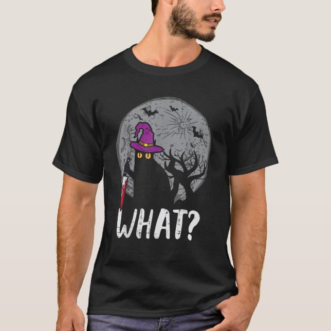 T-shirt Couteau Chat Halloween Quel Costume Meurtrier Drôl (Devant)