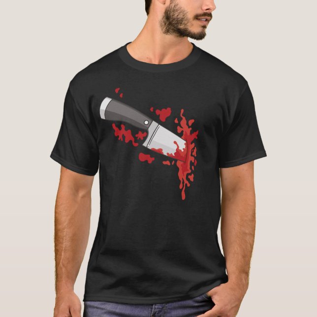 T-shirt Couteau Dans Le Dos Couteau De Meurtre Halloween D (Devant)