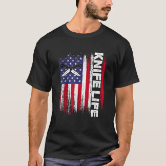 T-shirt Couteau Life US Drapeau Couteaux Knifeaholic Colle