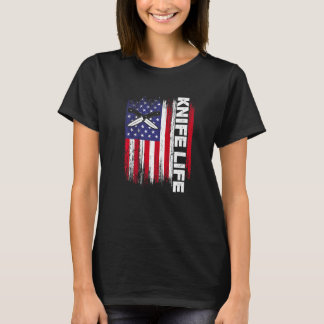 T-shirt Couteau Life US Drapeau Couteaux Knifeaholic Colle