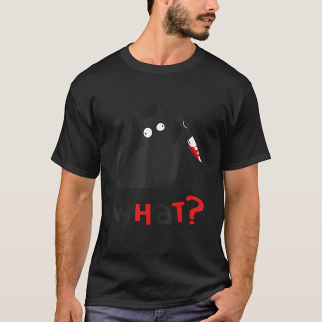 T-shirt couteau tueur de chat stuped sang (Devant)