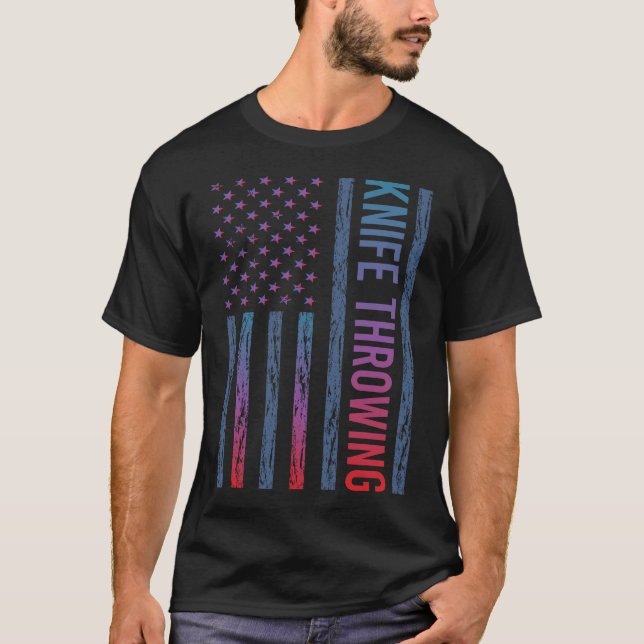 T-shirt Couteaux de lancer de drapeau de dégradé (Devant)