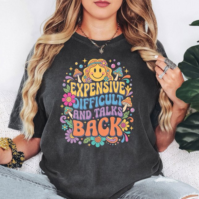 T-shirt Coûteux Difficile Parle Retour Groovy Smiley (Créateur téléchargé)