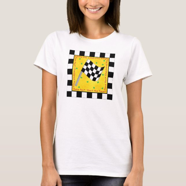 T-shirt Coutume Checkered de drapeau de fan de course de (Devant)