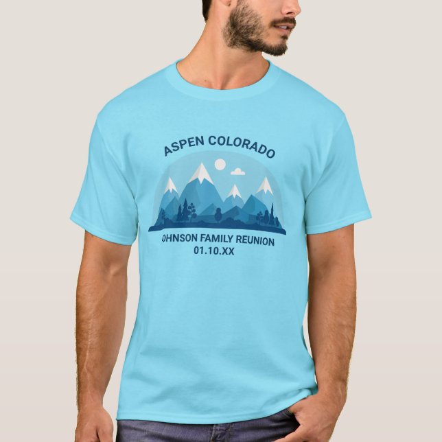 T-shirt Coutume Famille d'hiver Réunion Blue Snowy Mountai (Devant)