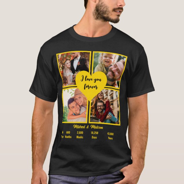 T-shirt Coutume Gold 50e anniversaire 4 Collage de photos (Devant)