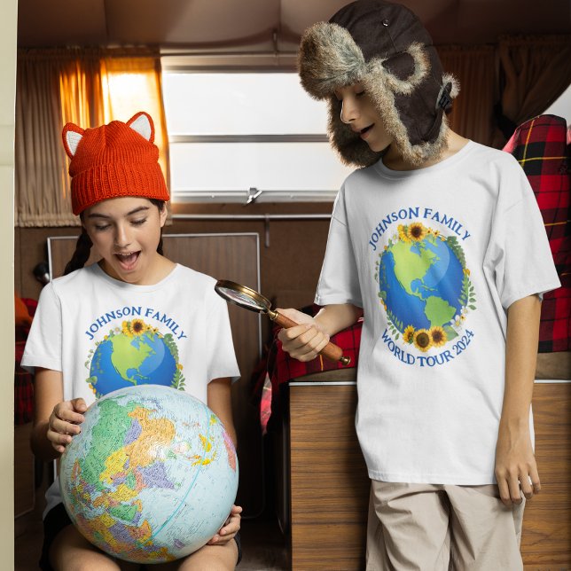 T-shirt Coutume Monde Voyage Tournesols Terre Enfants Vaca (Créateur téléchargé)