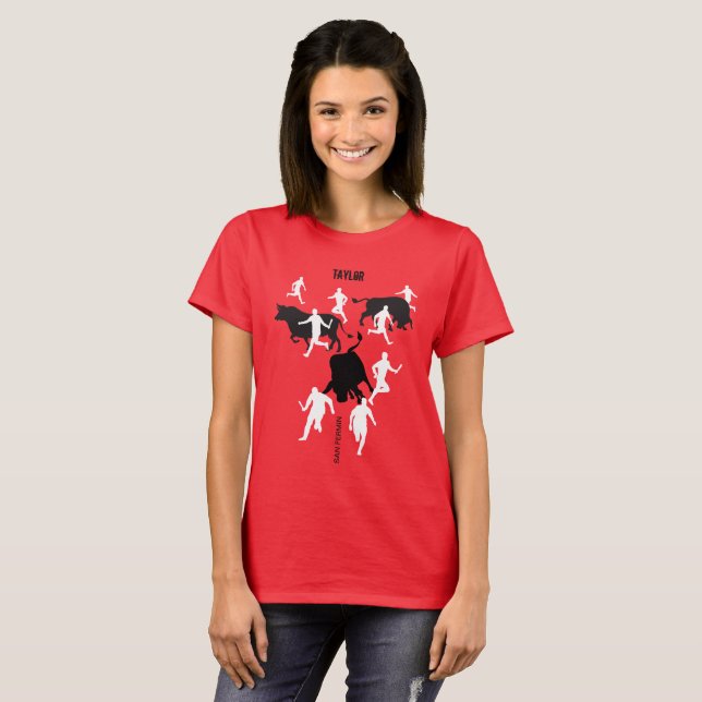 T-shirt Coutume, San Fermin Pamplona, course de (Devant entier)