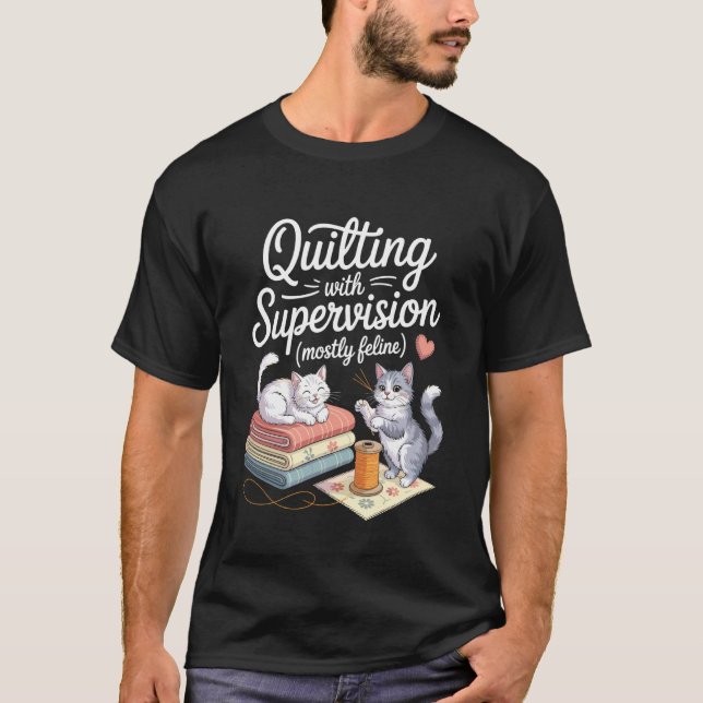 T-shirt Couture de patchwork drôle pour amateur de chat co (Devant)