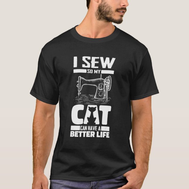 T-shirt Couturière de chat de couture égout - Machine Se (Devant)