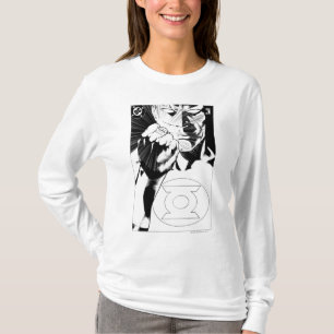 T-shirt Couvercle de fond de la lanterne verte, noir et bl