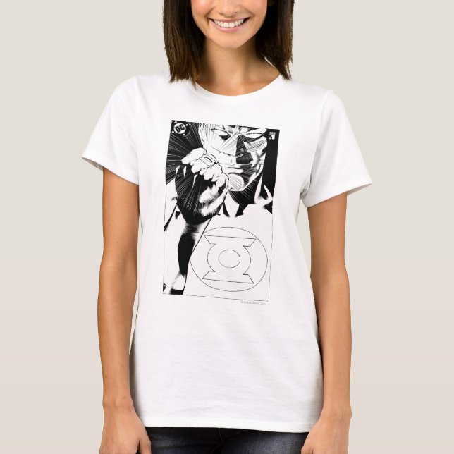 T-shirt Couvercle de fond de la lanterne verte, noir et bl (Devant)