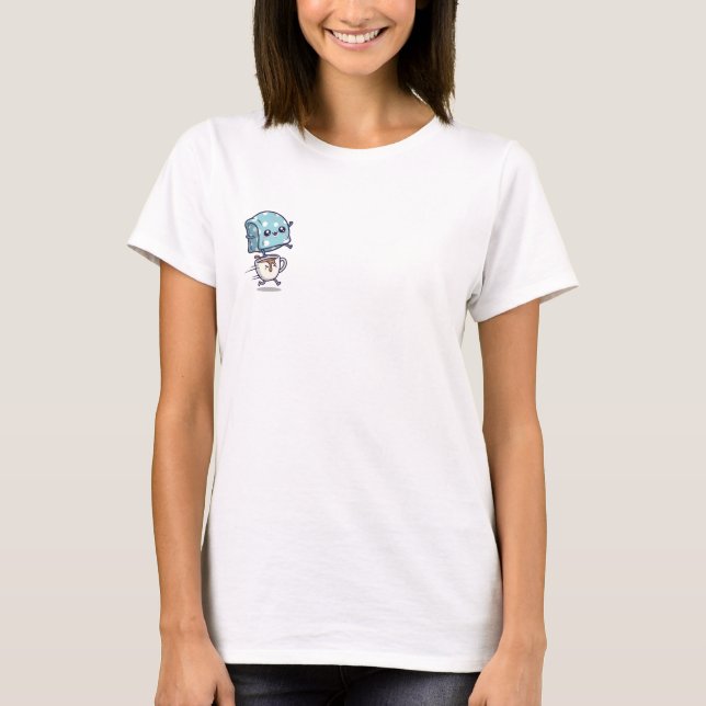 T-shirt Couverture à points bleus Kawaii sautant par-dessu (Devant)