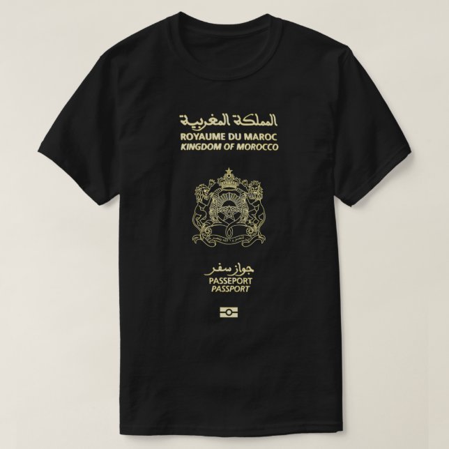 T-shirt Couverture de passeport marocain, Tourisme marocai (Design devant)